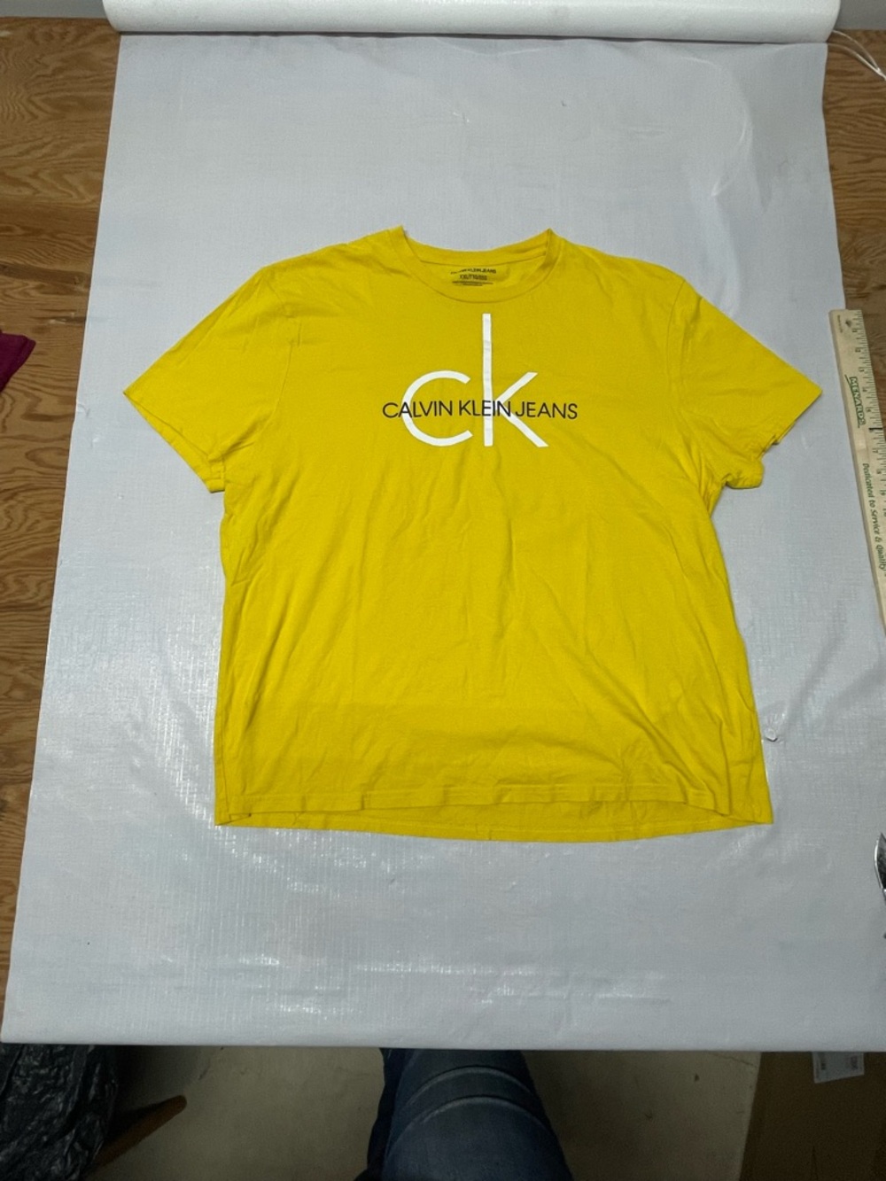 Calvin Klein Jeans Yellow CK Logo Short Sleeve Tee Sz:XXL